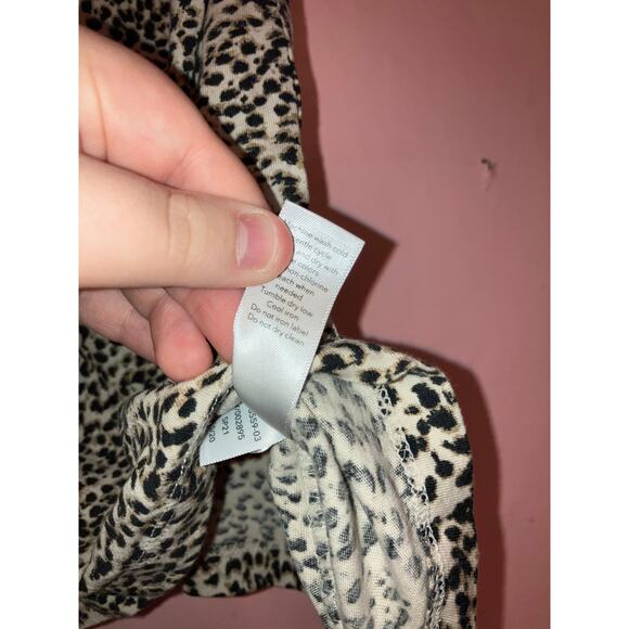 Athleta Brown Black Animal Print Cotton Tee Shirt Size 1X - Picture 4 of 5